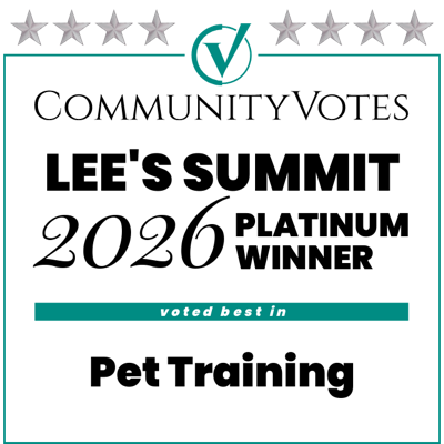 Community Votes Lee's Summit 2026 Platinum Winner, voted best in Pet Training, Kansas City K9 Academy